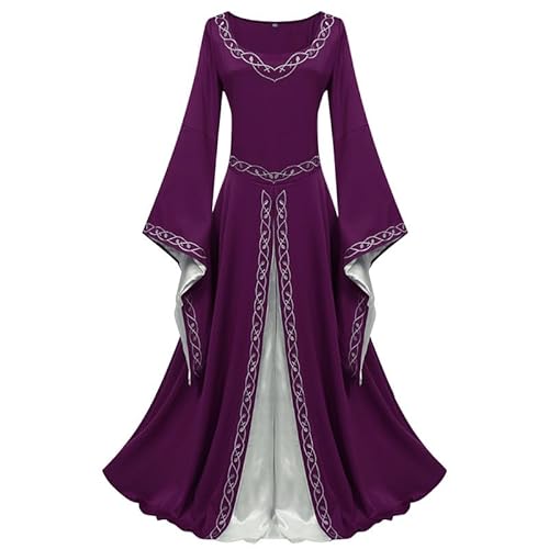 Runstarshow Mittelalterliches Kostüm für Damen, Renaissance-Kleid, Halloween-Kostüme, Erwachsene, Gothic-Kostüm, Steampunk-Kleidung mit Trompetenärmeln, S-XXL/EU 36-48 Runstarshow Mittelalterliches Kostüm für Damen, Renaissance-Kleid, Halloween-Kostüme, Erwachsene, Gothic-Kostüm, Steampunk-Kleidung mit Trompetenärmeln, S-XXL/EU 36-48 von Runstarshow
