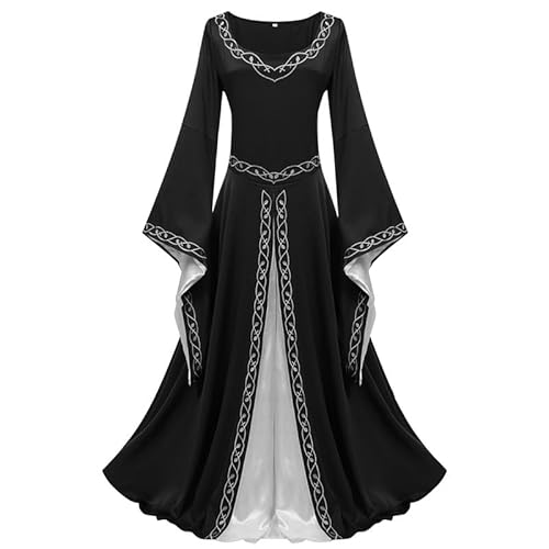 Runstarshow Mittelalterliches Kostüm für Damen, Renaissance-Kleid, Halloween-Kostüme, Erwachsene, Gothic-Kostüm, Steampunk-Kleidung mit Trompetenärmeln, S-XXL/EU 36-48 Runstarshow Mittelalterliches Kostüm für Damen, Renaissance-Kleid, Halloween-Kostüme, Erwachsene, Gothic-Kostüm, Steampunk-Kleidung mit Trompetenärmeln, S-XXL/EU 36-48 von Runstarshow
