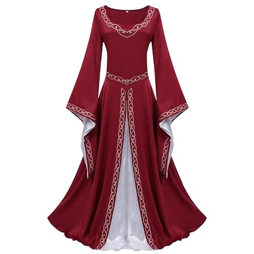 Runstarshow Mittelalterliches Kostüm für Damen, Renaissance-Kleid, Halloween-Kostüme, Erwachsene, Gothic-Kostüm, Steampunk-Kleidung mit Trompetenärmeln, S-XXL/EU 36-48 Runstarshow Mittelalterliches Kostüm für Damen, Renaissance-Kleid, Halloween-Kostüme, Erwachsene, Gothic-Kostüm, Steampunk-Kleidung mit Trompetenärmeln, S-XXL/EU 36-48 von Runstarshow