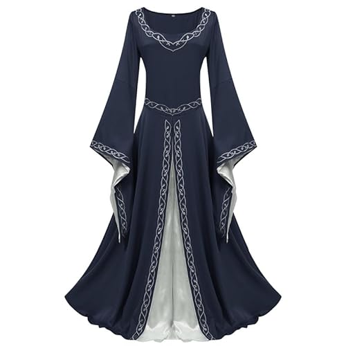 Runstarshow Mittelalterliches Kostüm für Damen, Renaissance-Kleid, Halloween-Kostüme, Erwachsene, Gothic-Kostüm, Steampunk-Kleidung mit Trompetenärmeln, S-XXL/EU 36-48 Runstarshow Mittelalterliches Kostüm für Damen, Renaissance-Kleid, Halloween-Kostüme, Erwachsene, Gothic-Kostüm, Steampunk-Kleidung mit Trompetenärmeln, S-XXL/EU 36-48 von Runstarshow