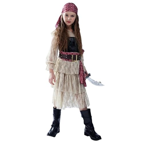 Runstarshow Piratenkostüm für Kinder, Mädchen, Halloween-Kostüme, Karibik-Outfit, Piratenkleid, Weste, Bandana, Gürtel, Zubehör, Karneval, Party, Cosplay, Alter 4–12 Jahre Runstarshow Piratenkostüm für Kinder, Mädchen, Halloween-Kostüme, Karibik-Outfit, Piratenkleid, Weste, Bandana, Gürtel, Zubehör, Karneval, Party, Cosplay, Alter 4–12 Jahre von Runstarshow