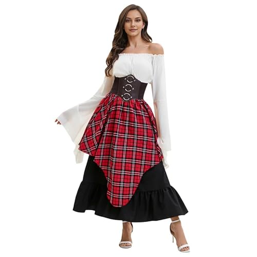 Runstarshow Renaissance-Kostüm für Damen, Halloween-Kostüme, Steampunk-Rock, schulterfrei, viktorianische Bluse, Piraten-Korsettgürtel, 3-teilig, Vintage-Kostüm, M-2XL Runstarshow Renaissance-Kostüm für Damen, Halloween-Kostüme, Steampunk-Rock, schulterfrei, viktorianische Bluse, Piraten-Korsettgürtel, 3-teilig, Vintage-Kostüm, M-2XL von Runstarshow