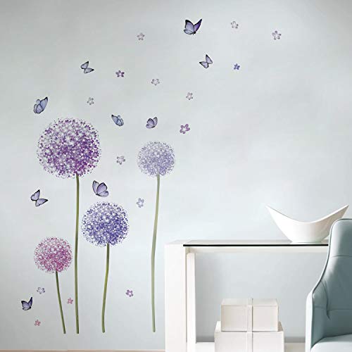Runtoo Wandtattoo Blumen Lila Wandsticker Schmetterling Löwenzahn Wandaufkleber Kinderzimmer Wohnzimmer Schlafzimmer Runtoo Wandtattoo Blumen Lila Wandsticker Schmetterling Löwenzahn Wandaufkleber Kinderzimmer Wohnzimmer Schlafzimmer von Runtoo