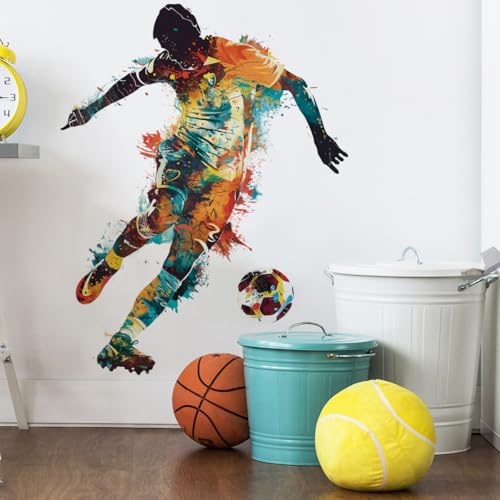 Runtoo Wandaufkleber für Jungen, Schlafzimmer, Sport, Fußballtor, Wandkunst, Aufkleber zum Abziehen und Aufkleben, Poster für Jugendzimmer Runtoo Wandaufkleber für Jungen, Schlafzimmer, Sport, Fußballtor, Wandkunst, Aufkleber zum Abziehen und Aufkleben, Poster für Jugendzimmer von Runtoo