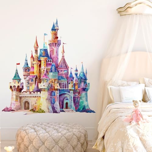 Runtoo Wandaufkleber mit Prinzessinnenschloss, für Mädchenzimmer, Aquarell-Märchen, zum Abziehen und Aufkleben, Kinderzimmer-Wanddekoration Runtoo Wandaufkleber mit Prinzessinnenschloss, für Mädchenzimmer, Aquarell-Märchen, zum Abziehen und Aufkleben, Kinderzimmer-Wanddekoration von Runtoo