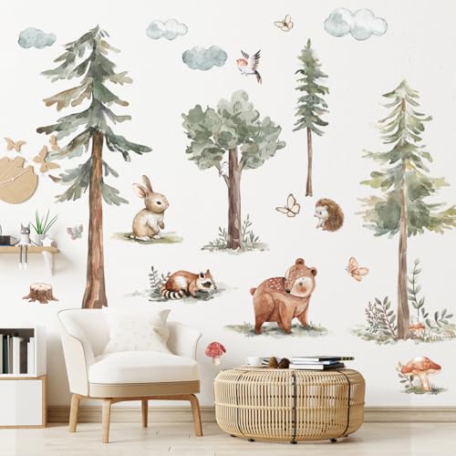 Runtoo Wandaufkleber mit großem Kiefernbaum, Waldtiere, Waldbär, zum Abziehen und Aufkleben, Wandkunst-Aufkleber für Kinderzimmer, Kinderzimmer, Schlafzimmer, Dekoration Runtoo Wandaufkleber mit großem Kiefernbaum, Waldtiere, Waldbär, zum Abziehen und Aufkleben, Wandkunst-Aufkleber für Kinderzimmer, Kinderzimmer, Schlafzimmer, Dekoration von Runtoo