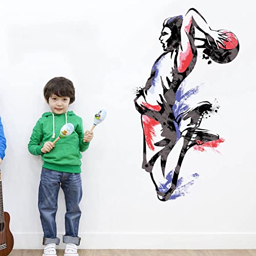 Runtoo Wandtattoo Basketball Selbstklebend Wandsticker Sport Wandaufkleber Schlafzimmer Jugendzimmer Kinderzimmer Junge Wanddeko von Runtoo