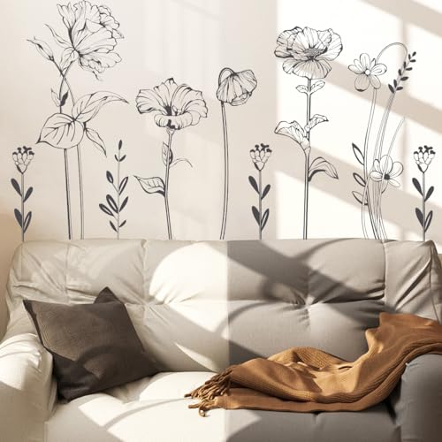 Runtoo Wandtattoo Blumen Boho Schwarz Wandsticker Einfach Blüten Pflanzen Wandaufkleber Schlafzimmer Wohnzimmer Babyzimmer Kinderzimmer Wanddeko Runtoo Wandtattoo Blumen Boho Schwarz Wandsticker Einfach Blüten Pflanzen Wandaufkleber Schlafzimmer Wohnzimmer Babyzimmer Kinderzimmer Wanddeko von Runtoo