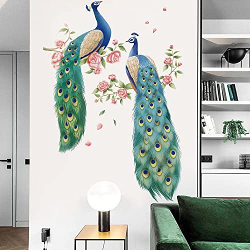 Runtoo Wandtattoo Groß Pfau Wandsticker Vögel Ast Blumen Wandaufkleber Wohnzimmer Schlafzimmer Kinderzimmer Babyzimmer Wanddeko von Runtoo