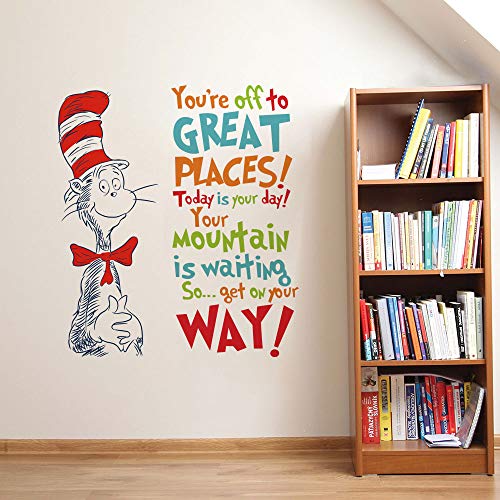 Runtoo Wandtattoo Sprüche Dr Seuss Wandsticker Kinderzimmer Wandaufkleber Babyzimmer Lesezimmer von Runtoo