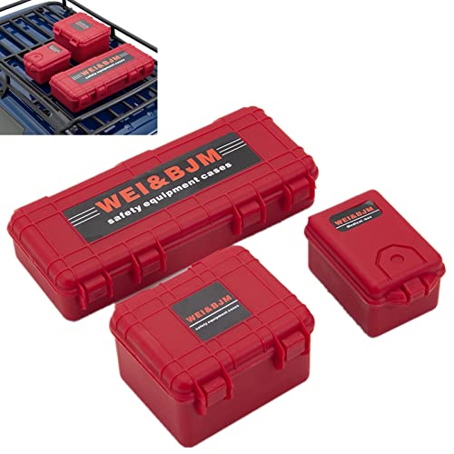 3 Stück Mini Gepäckkoffer Dekoration Aufbewahrungsbox für 1/10 RC Trunk TRX-4 Axial Crawler SCX10 90046 CC01 D90 Simulation Dekoration Zubehör (Red) von Runup