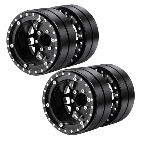 Runup 1,9 "doppelte Perlenräder 2pcs/4pcs Aluminium RC Twin Wheel Set kompatibel mit SCX10 TRX-4 TRX6 G63 6-Wheel 1/10 Scale RC-Spediteur Crawler Truck Car Upgrade Teile (Nr. 74-2pcs) von Runup