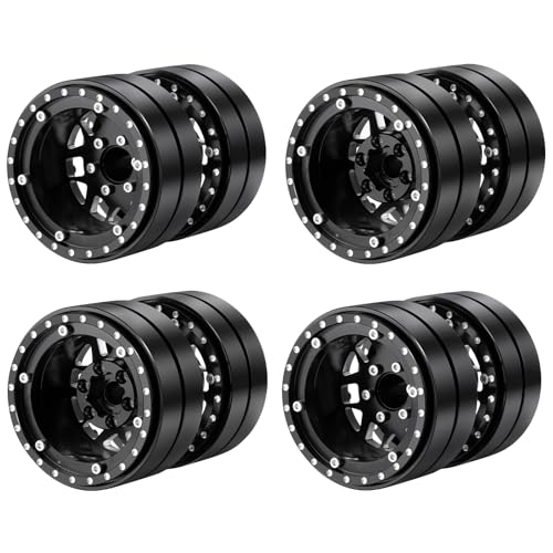 Runup 1,9 "doppelte Perlenräder 2pcs/4pcs Aluminium RC Twin Wheel Set kompatibel mit SCX10 TRX-4 TRX6 G63 6-Wheel 1/10 Scale RC-Spediteur Crawler Truck Car Upgrade Teile (Nr. 74-4pcs) von Runup