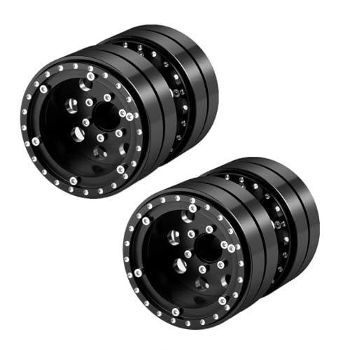 Runup 1,9 "doppelte Perlenräder 2pcs/4pcs Aluminium RC Twin Wheel Set kompatibel mit SCX10 TRX-4 TRX6 G63 6-Wheel 1/10 Scale RC-Spediteur Crawler Truck Car Upgrade Teile (Nr. 83-2pcs) von Runup
