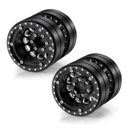 Runup 1,9 "doppelte Perlenräder 2pcs/4pcs Aluminium RC Twin Wheel Set kompatibel mit SCX10 TRX-4 TRX6 G63 6-Wheel 1/10 Scale RC-Spediteur Crawler Truck Car Upgrade Teile (Nr. 84-2pcs) von Runup