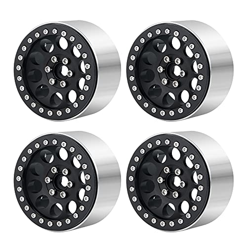 Runup 2.2 Beadlock Felgen, verlängerte Metall-Radnabe für 1/10 Axial Wraith 90048 RR10 SCX10 TRX4 TRX6 Upgrade-Teile (Schwarz) von Runup