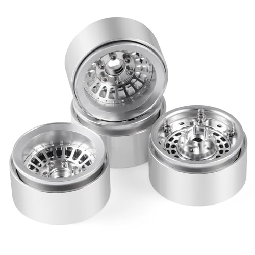 Runup 4 Stück 1,9" Beadlock-Felgen (Einpresstiefe: 10 mm) für SCX10 Pro TRX4 VS4-10 Gen8 1/10 RC Crawler Upgrade (Silber) von Runup