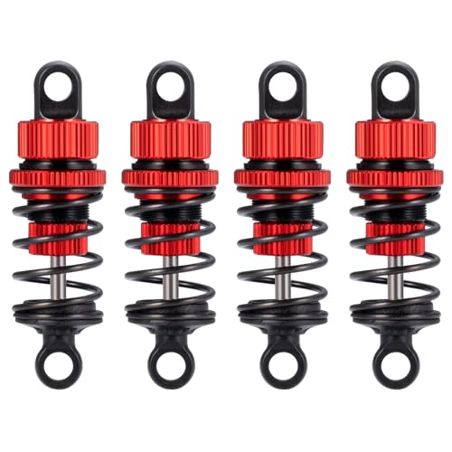 Runup 4-teiliges RC Stoßdämpfer Set, Öl RC Vorne Hinten Aluminium Dämpfer Set für 1/10 Tamiya M-03/M-04/M-05/M-06 RC Upgrade-Teile (52mm Rot) von Runup