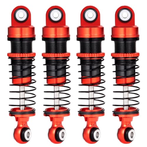 Runup 4-teiliges RC Stoßdämpfer Set, RC Vorne Hinten Aluminium 42mm Dämpfer Set für 1/18 FMS LC80 RC Upgrade-Teile (Rot) von Runup