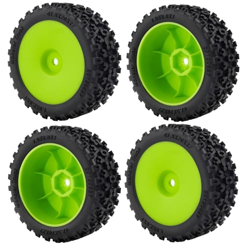 Runup 4-teiliges Vorder- und Hinterrad- und Gummireifenset für 1/18 ARRMA Typhon Grom RC-Car-Upgrade-Teile (Grün) von Runup