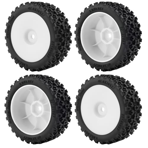 Runup 4-teiliges Vorder- und Hinterrad- und Gummireifenset für 1/18 ARRMA Typhon Grom RC-Car-Upgrade-Teile (Weiß) von Runup