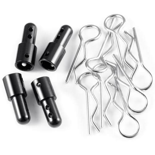 Runup 4PCS Aluminium Karosseriehalterungen Karosseriebefestigung Säule Upgrade Teile für 1/14 MJX Hyper Go 14210 14209 14301 14302 RC Car (Schwarz) von Runup