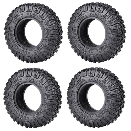 Runup 4pcs 1,55 "Reifen Crawler Schlammgeladungsreifen weiche Gummi -Geländeradreifen mit 1/18 axialer UTB18 Capra RC Crawler Car Axial AX90069 UTB18 MST JIMNY Set (A Style) von Runup