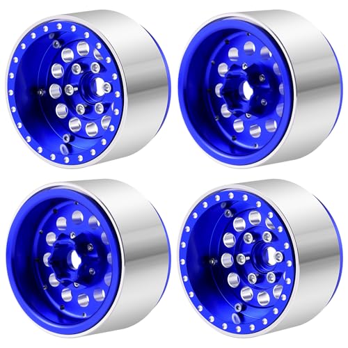 Runup 4pcs 1,9 "Beadlock Wheel Rand Aluminium Deep Dish Wheel für 1/10 RC Crawler SCX10 TRX4 VS4-10 Gen8 Upgrade (Blau) von Runup