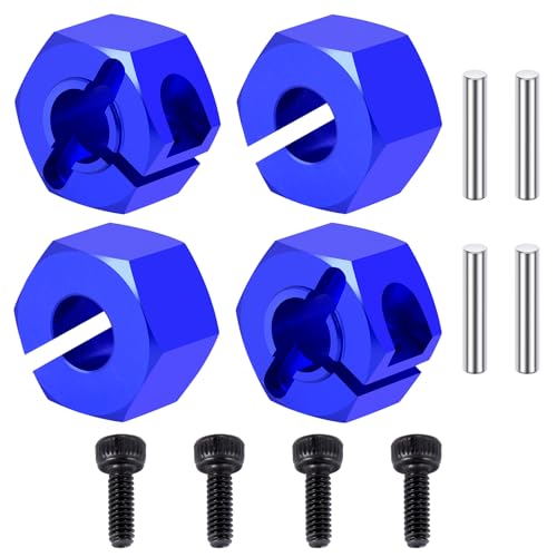 Runup 4pcs 7075 Aluminium Rad Sechskant Nabe Kit Schwergewicht für Tra-xxas 1/16 Mini Maxx 2S RC Crawler Auto Upgrades Teile (Blau) von Runup