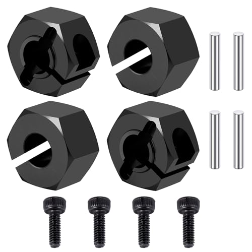 Runup 4pcs 7075 Aluminium Rad Sechskant Nabe Kit Schwergewicht für Tra-xxas 1/16 Mini Maxx 2S RC Crawler Auto Upgrades Teile (Schwarz) von Runup