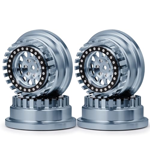 Runup 4pcs Wheel Hubs Aluminium Beadlock Wheels Rand für 1/7 UDR Unbegrenzte Wüstenrennfahrer RC Rock Crawler Buggy Truck Car Upgrades (Titan) von Runup