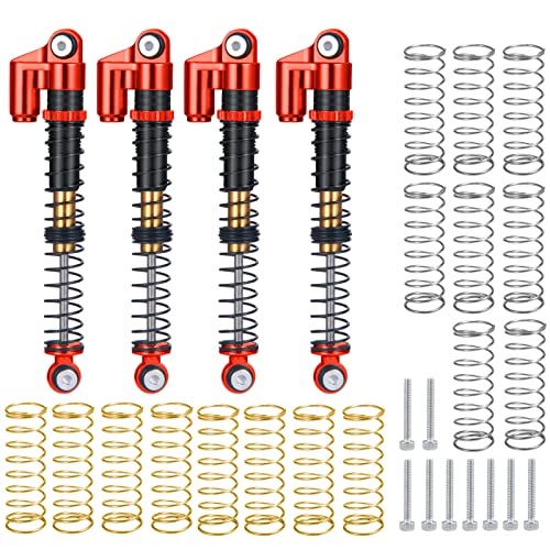 Runup 53 mm Stoßdämpfer Aluminium Gewinde Tele Absorber Dämpfer Upgrades Teile Zubehör für Axial SCX24 Gladiator Riegel Bronco Wrangler C10 (Rot) von Runup