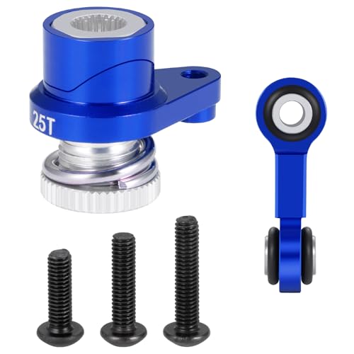 Runup Aluminium 25T Servo Saver Arm mit Lenkung Drag Link Servo Tie Rod Set für Tra-xxas 1/16 Mini Maxx 2S RC Car Upgrades (Blau) von Runup