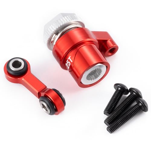 Runup Aluminium 25T Servo Saver und Lenkung Drag Link Servo Linkage Tie Rod Set für 1/16 Tra-xxas Mini Maxx RC Car Upgrade Zubehör (Rot) von Runup