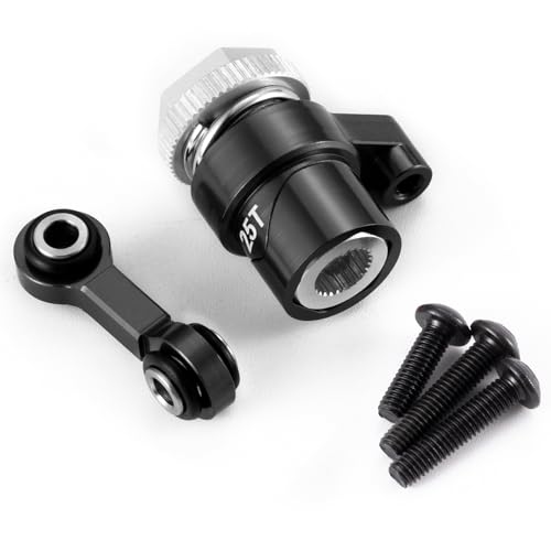 Runup Aluminium 25T Servo Saver und Lenkung Drag Link Servo Linkage Tie Rod Set für 1/16 Tra-xxas Mini Maxx RC Car Upgrade Zubehör (Schwarz) von Runup
