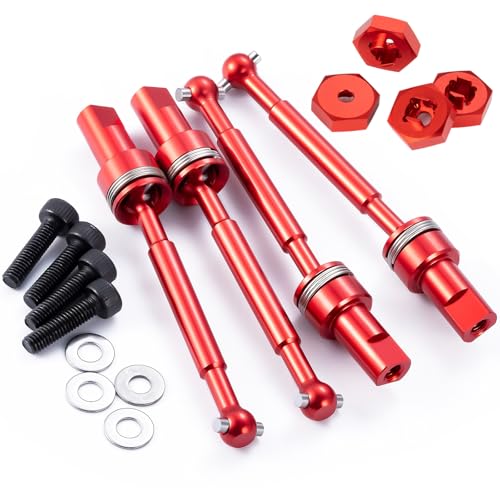 Runup-Aluminium-Antriebswelle CVD-Baugruppe (vorne und hinten) und Hex-Rad-Hubs für TRA-XXAS 1/18 Latrax Teton Upgrades Fit Desert Prerunner Upgrade (Rot) von Runup
