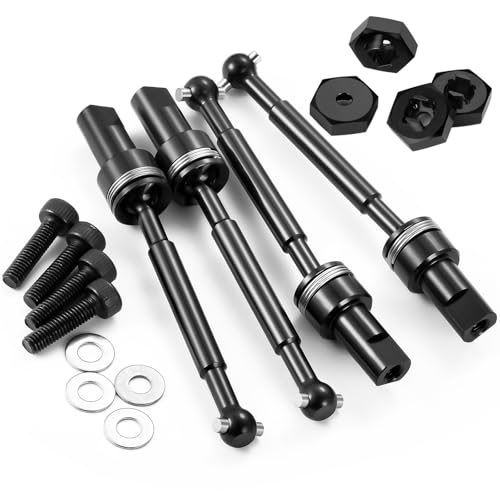 Runup-Aluminium-Antriebswelle CVD-Baugruppe (vorne und hinten) und Hex-Rad-Hubs für TRA-XXAS 1/18 Latrax Teton Upgrades Fit Desert Prerunner Upgrade (Schwarz) von Runup