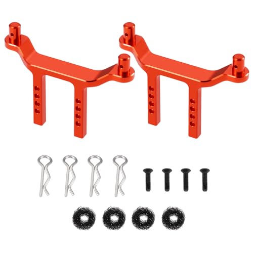 Runup Aluminium Front und Heck Karosseriehalterungen mit Befestigungshalterung für die Säule für 1/18 Traxxas Latrax Desert Prerunner Upgrades Teil (Rot) von Runup