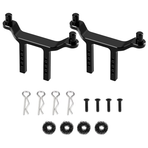 Runup Aluminium Front und Heck Karosseriehalterungen mit Befestigungshalterung für die Säule für 1/18 Traxxas Latrax Desert Prerunner Upgrades Teil (Schwarz) von Runup