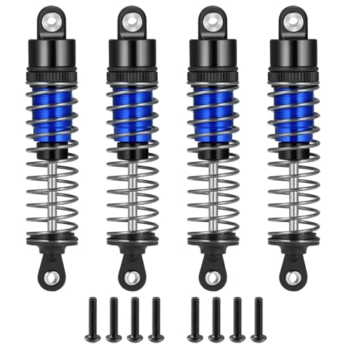 Runup Aluminium-Stoßdämpfer-Set vorne und hinten 70 mm, 80 mm, 90 mm, Dämpfungsstoßdämpfer, Absorber, Dämpfer für Universal 1/10 SCX10, D90, TRX4 usw, RC-Car-Upgrade-Teile (Blau-80mm) von Runup