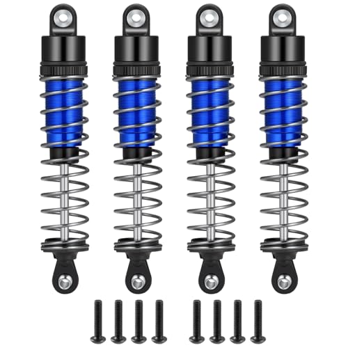 Runup Aluminium-Stoßdämpfer-Set vorne und hinten 70 mm, 80 mm, 90 mm, Dämpfungsstoßdämpfer, Absorber, Dämpfer für Universal 1/10 SCX10, D90, TRX4 usw, RC-Car-Upgrade-Teile (Blau-90mm) von Runup