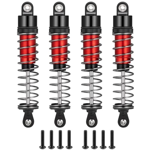 Runup Aluminium-Stoßdämpfer-Set vorne und hinten 70 mm, 80 mm, 90 mm, Dämpfungsstoßdämpfer, Absorber, Dämpfer für Universal 1/10 SCX10, D90, TRX4 usw, RC-Car-Upgrade-Teile (Rot-90mm) von Runup