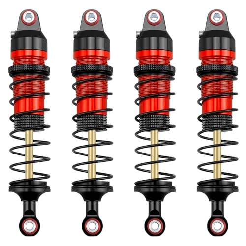 Runup Aluminium Vorne Hinten Stoßdämpfer Set 89mm Dämpfung Stoßdämpfer Absorber Dämpfer für 1/16 Tra-xxas Mini Maxx RC Car Upgrade Teile (Schwarz Rot) von Runup