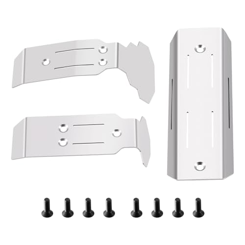 Runup Edelstahl RC Chassis Armor Guard Platte, Front Center Rear Guard Skid Plate für 1/16 Tra-xxas Mini Maxx RC Car Upgrade Teile von Runup
