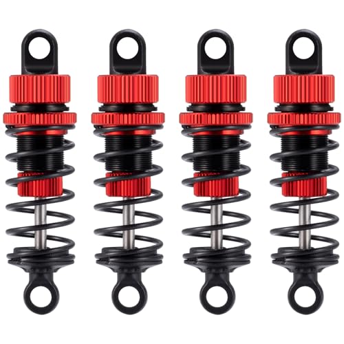 Runup RC 4-teiliges Stoßdämpfer Set, RC Dämpfer aus Aluminiumlegierung Verstellbares Stoßdämpfer-Dämpfer-Set für 1/10 RC TT‑02 Fernbedienung Elektroauto Optionsteile, 62mm (Rot) von Runup