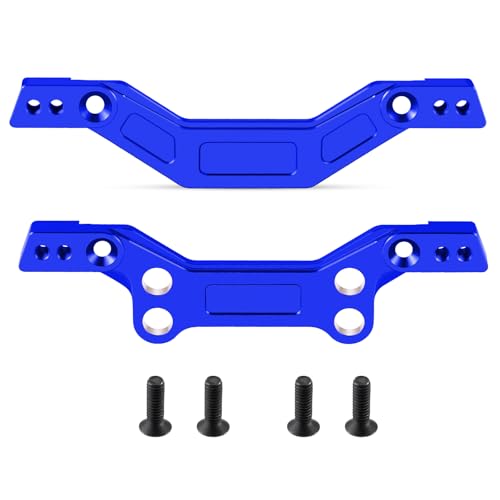 Runup RC Buggy Vorder und Rückseite Stoßdämpferplatte Aluminium 7075 Upgrade-Teile Kompatibel für Arrma 1/14 Mojave Grom Mega 380 1/16 Mojave Grom 1/18 Granite Grom Upgrade Teile (Blau) von Runup
