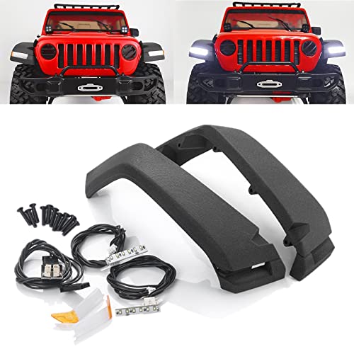 Runup RC Crawler Rad Augenbrauen Lichter Schlamm Fender & LED Lampe für 1/10 Axial SCX10 III AXI03007 Jeep Wrangler AXI03006 Gladiator von Runup