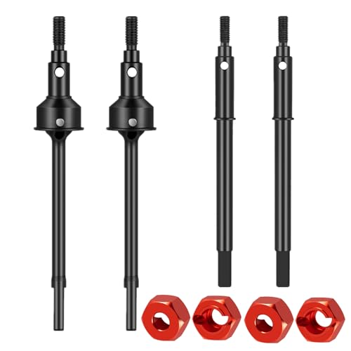 Runup RC Front- und Hinterachsenantriebswelle mit 4pcs-Rad-Hex-Adaptern für HPI Venture Hilux 1/18 RC Offroad Crawler Car Upgrade-Teile (Rot) von Runup