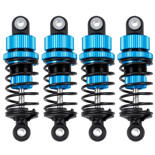 Runup RC 4-teiliges Stoßdämpfer Set, Verstellbares Stoßdämpfer-Dämpfer-Set RC Dämpfer aus Aluminiumlegierung für 1/10 RC TT‑02, Blau(55mm) von Runup