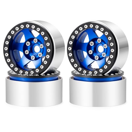 Runup -Turbine 1,9 "Beadlock Wheel Rand -Offset -10 mm Aluminiumrad für SCX10 Pro TRX4 VS4-10 D90 GEN8 SCX10 III AXI03007 1/10 RC Crawler CAR (blau) von Runup